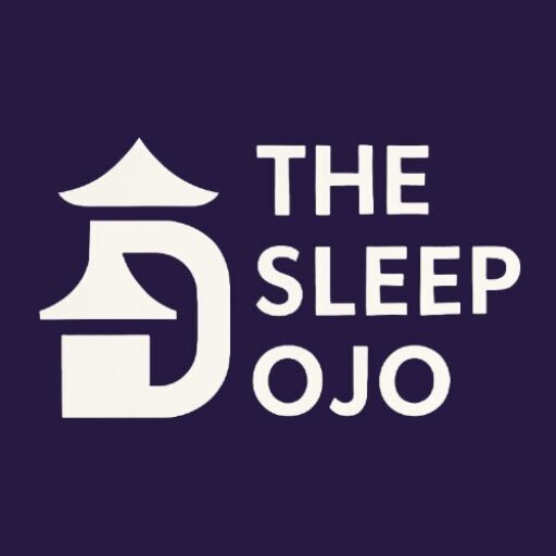The Sleep Dojo logo featuring a custom-designed letter D shaped like a traditional dojo, followed by the words 'The Sleep Dojo' in bold typography, on a dark background.